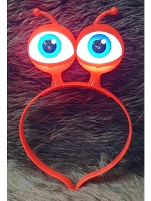 Pazarcan Mey Ithalat® LED Işıklı &amp; Pilli 3 Farklı Modda Yanan Uzaylı Göz Parti Tacı Kırmızı Renk 18X12 C