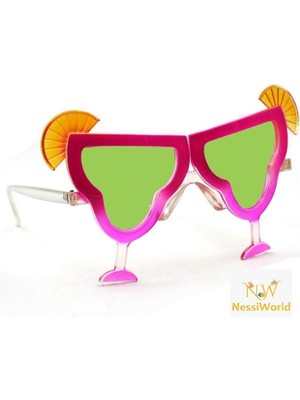 Pazarcan Mey Ithalat® Margarita Bardak Şeklinde Parti Gözlüğü Pembe 16X8 cm