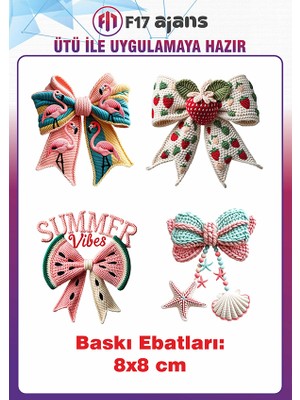 F17 Ajans 4 Adet Örgü Görünümlü Ütü ile Yapışan Tekstil Kumaş Tişört Baskı