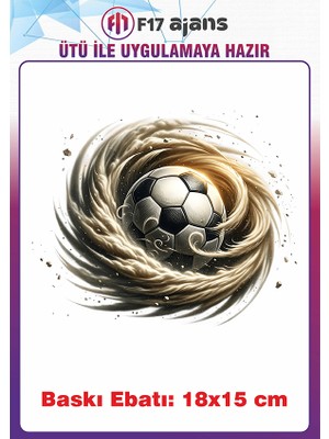 F17 Ajans Futbol Topu Temalı Ütü ile Yapışan Tekstil Kumaş Tişört Dtf Baskı