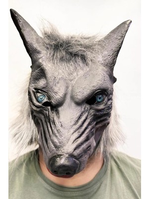 Pazarcan Mey Ithalat® Kafaya Tam Geçmeli Lateks Gözlü Dişli Ağzı Kurt Maskesi