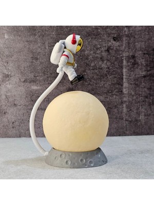 Pazarcan Mey Ithalat® 3D Ay Üzerinde Astronot LED Gece Ası – Dokunmatik 10 Renk Değiştiren Dekoratif Çocuk