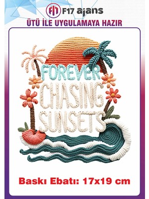 F17 Ajans Örgü Görünümlü Ütü ile Yapışan Tekstil Kumaş Tişört Baskı 17x19 cm Renkli Tasarım