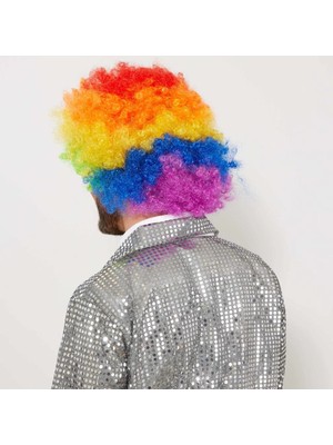 Pazarcan Mey Ithalat® Rengarenk Kıvırcık Afro Bonus Peruk