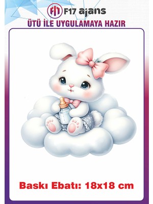 F17 Ajans Tavşan Hayvan Temalı Ütü ile Yapışan Tekstil Kumaş Tişört Dtf Baskı