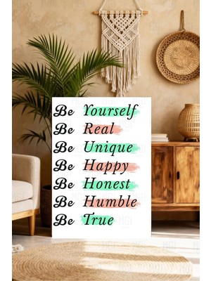 Mgi Design Be Yourself Yazılı Kanvas Tablo Motivasyon Duvar Dekoru