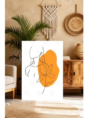 Mgi Design Minimal Kadın ve Yaprak Kanvas Tablo Modern Sanat Dekoru