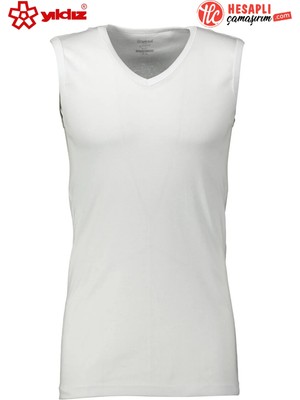 Yıldız 22 Erkek %100 Pamuklu V Yaka Sıfır Kollu Ribana Esnek Kumaş Atlet 1 Adet
