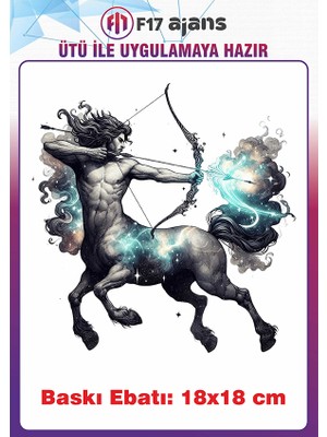 F17 Ajans Yay Burcu Temalı Ütü ile Yapışan Tekstil Kumaş Tişört Dtf Baskı