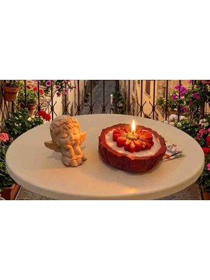 Floryn Kırmızı Çiçekli Mum, Hediye, Masa Üstü Şık Tasarım