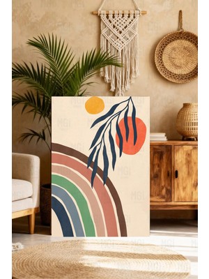 Mgi Design Bohem Yaprak Desenli Kanvas Tablo Modern Salon Duvar Dekoru