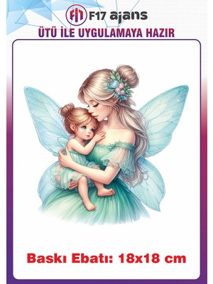 F17 Ajans Peri ve Kız Temalı Ütü ile Yapışan Tekstil Kumaş Tişört Dtf Baskı