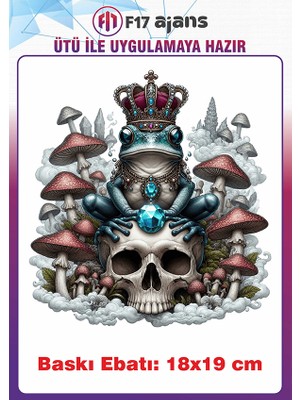 F17 Ajans Renkli Kurbağa Gotik Temalı Ütü ile Yapışan Tekstil Kumaş Tişört Dtf Baskı