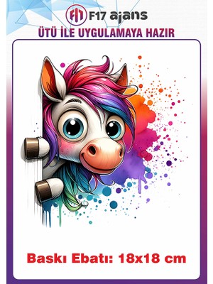 F17 Ajans Renkli Yeleli At Ütü ile Yapışan Tekstil Kumaş Tişört Dtf Baskı