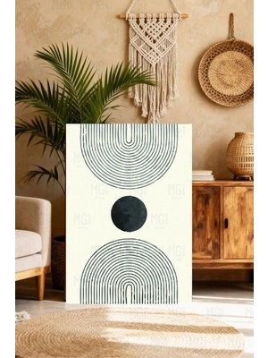 Mgi Design Minimal Daire ve Çizgi Kanvas Tablo Modern Sanat Dekoru