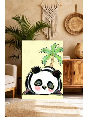 Mgi Design Sevimli Panda Çocuk Odası Kanvas Tablo Eğlenceli Dekor