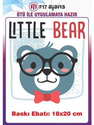 F17 Ajans Little Bear Hayvan Temalı Ütü ile Yapışan Tekstil Kumaş Tişört Dtf Baskı