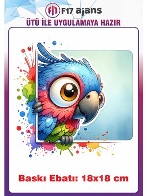 F17 Ajans Papağan Ütü ile Yapışan Tekstil Kumaş Tişört Dtf Baskı