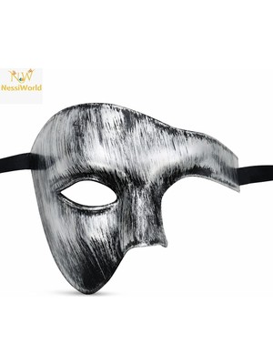 Pazarcan Mey Ithalat® Antik Eskitme Gümüş Erkek Parti Maskesi Yarım Yüz