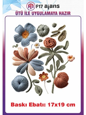 F17 Ajans Örgü Görünümlü Ütü ile Yapışan Tekstil Kumaş Tişört Baskı