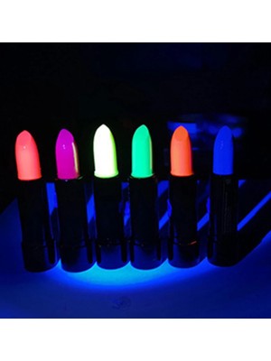 Pazarcan Mey Ithalat® Karanlıkta Parlayan Yanan Uv Neon Ruj Yüz Boyama 6 Adet 6 Renk