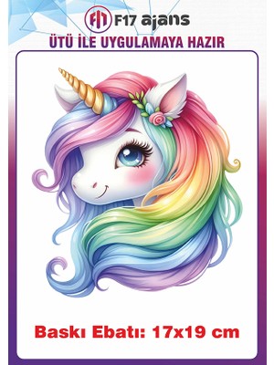 F17 Ajans Unicorn Temalı Ütü ile Yapışan Tekstil Kumaş Tişört Dtf Baskı