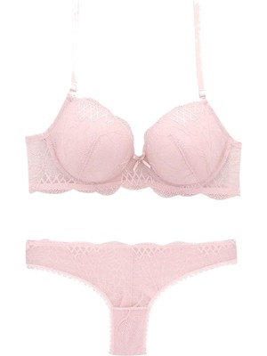 Pierre Cardin Kadın 4796 Milan Regular Push-Up Destekli Sütyen Takımı Bordo (Pudra)