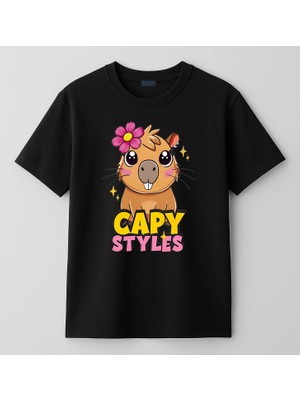 Blitz İstanbul Capy Styles Baskılı Sevimli Kapibara Baskılı Çocuk Tişörtü (4-13 Yaş)