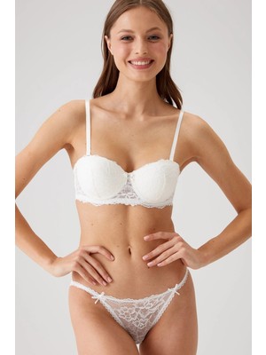 Pierre Cardin 4563 Pisa Balenli Dolgulu Push Up Dantel Straplez Fantezi Sütyen ve Külot Takımı