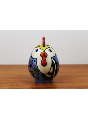 Muguetarts %100 El Emeği Seramik Desenli Tavuk Mumluk 14X11X3 cm Papatya