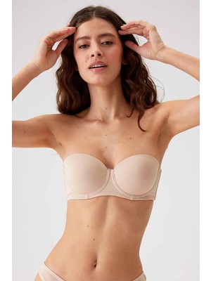 Pierre Cardin 6025 Balenli Straplez Destekli Dolu Kap Tek Sütyen (Ten)