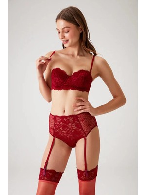 Pierre Cardin 4802 Cenova 3’lü Jartiyerli Soft Push Up Dolgulu Yüksek Bel Fantezi Iç Çamaşır Takımı