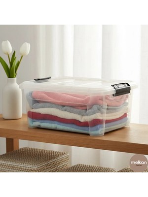 Melkan Home Saklama Kutusu, Depolama Düzenleme Kasası, Oyuncak Kutusu, Çok Amaçlı Düzenleyici 25 Litre Şeffaf