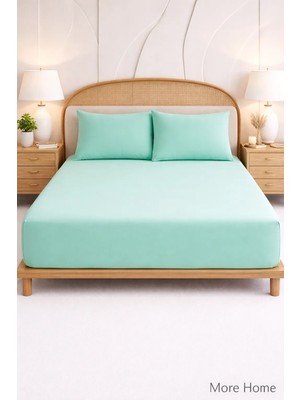 More Home Tek Kişilik Lastikli Çarşaf  Seti + Yastık Kılıfı Yeşil