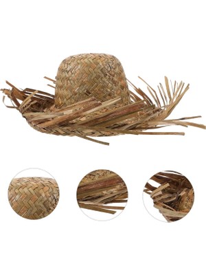 Pazarcan Tropikal Parti Naturel Hasır Hawaii Şapkası 13X36 cm