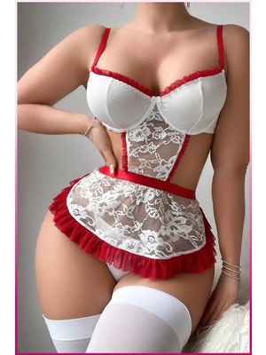 Beyaz Balenli Seksi Hizmetçi Kostüm