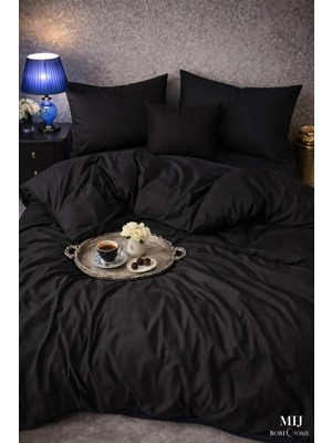 More Home  Lastikli Çarşaflı Tek  Kişilik Pamuklu Nevresim Takımı   Siyah