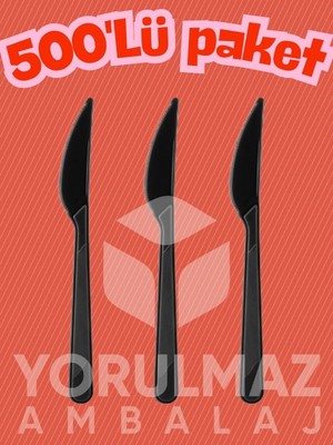 Yorulmaz Ambalaj 🖤🔪 Siyah Plastik Bıçak 500 ’ Lü Paket – Lüks Dayanıklı Kullan At Catering Tipi