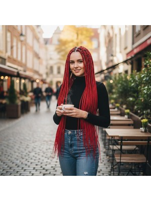 Pazarcan Afrika Örgüsü Rasta Için Sen / Kırmızı