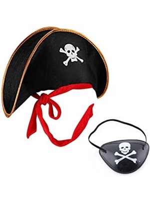 Pazarcan Kaptan Çuk Korsan Şapkası Göz Bandı Seti
