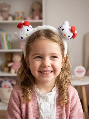Sweet Twins Accessories Trend Hello Kity Çocuk Taç Fiyonklu Peluş Çocuk Tacı