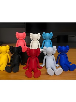 3D Layer Craft 8'li Set Kaws Oturan Figür Dekoratif Obje Biblo