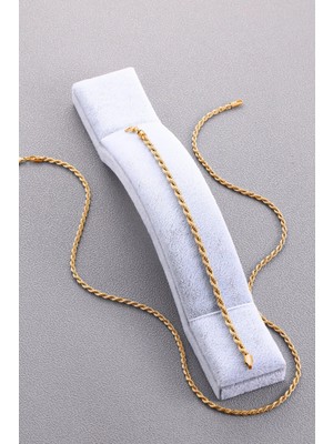 Bluem Paslanmaz Çelik Erkek Sarı Burgu Kolye ve Bileklik Zincir Seti - Ithal Kararmaz Çelik