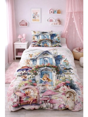 Bebişim Halı Peri Bahçesi Tek Kişilik Pike Takımı Çocuk Odası Pike Yatak Örtüsü