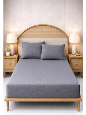 More Home Tek Kişilik  Lastikli Çarşaf Seti + Yastık Kılıfı 50x70 cm Antrasit