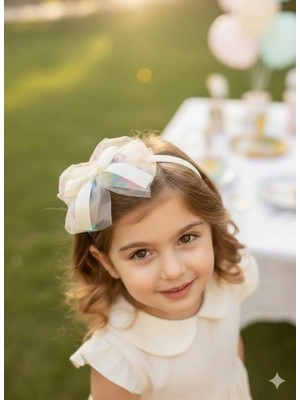 Sweet Twins Accessories Çiçek Desenli Tüllü Fiyonklu Çocuk Tacı