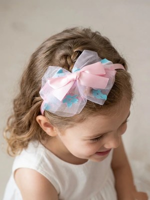 Sweet Twins Accessories Çiçek Desenli Tüllü Fiyonklu Çocuk Tacı