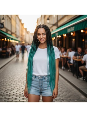 Pazarcan Afrika Örgüsü Rasta Için Sen Ombreli / Siyah / Yeşil