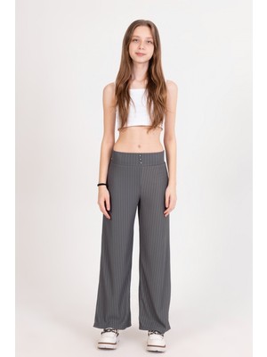 Pazarcan Kız Çuk Düğme Detaylı Pantolon