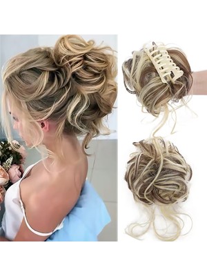 Pazarcan Tokalı Kuyruklu Dağınık Topuz / Kahverengi Platin Röfleli